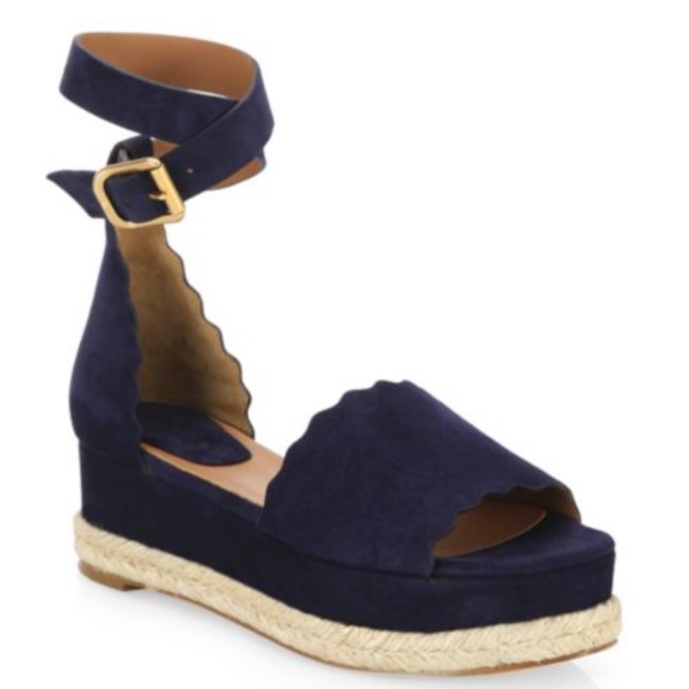 Chloe Lauren Ankle Wrap Espadrille, Blue Lagoon